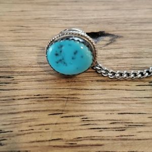 VINTAGE Navajo sterling turquoise tie tack / pin